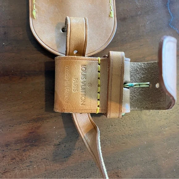 TWO Louis Vuitton Tan Leather luggage tags! - Picture 4 of 11